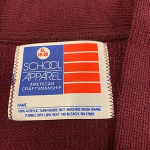 School Uniform Burgundy Button Front Cardigan